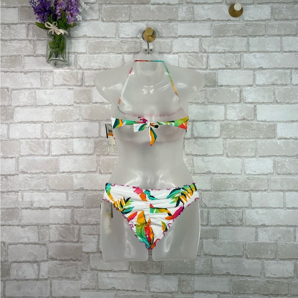 NWT Hula Honey Macy’s Bikini Swimsuit White Multicolor Small - Picture 9 of 16